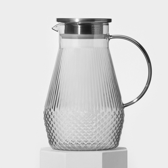 Набор питьевой из стекла, 7 предметов: кувшин 1650 мл, 6 стаканов 240 мл, цвет серый