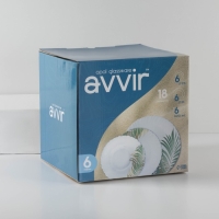 Сервиз столовый Avvir &laquo;Юкка&raquo;, 18 предметов: 6 тарелок d=16,5 см, d=17,5 см, d=23 см, стеклокерамика, цвет белый