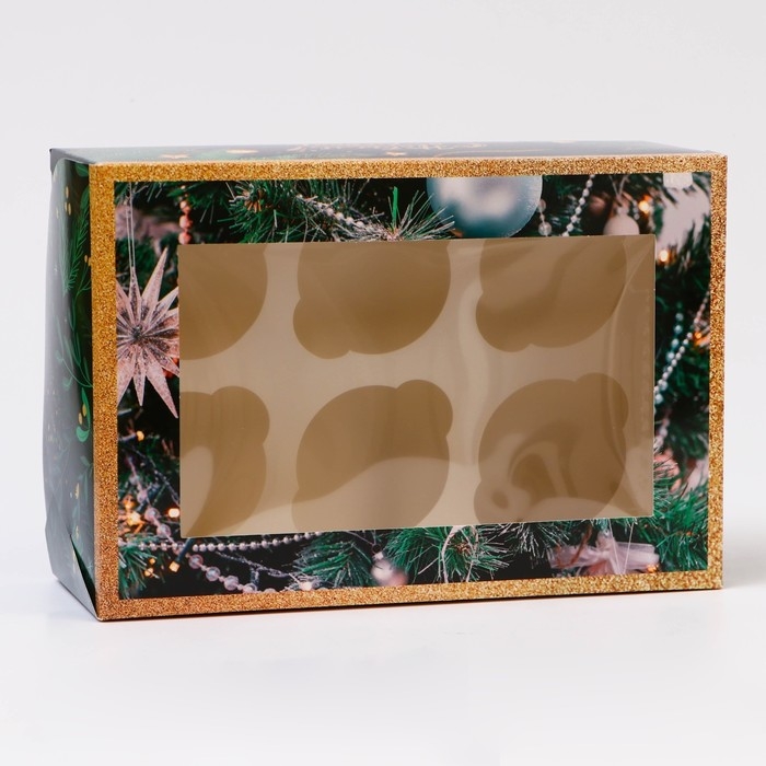 Новый год. Коробка для 6 капкейков с окном Новый год. Коробка для 6 капкейков с окном "Сладких моментов", 25 х 17 х 10 см, упаковка