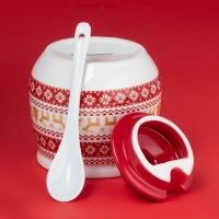 Сахарница новогодняя Доляна &laquo;Финский лес&raquo;, 350 мл, керамика, цвет белый