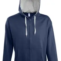 Толстовка мужская на молнии Soul men 290 с контрастным капюшоном, темно-синий, размер S