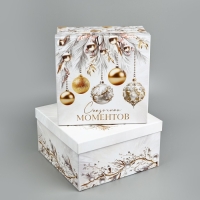 Набор подарочных коробок 10 в 1 &laquo;Белая роскошь&raquo;, 10.2 х 10.2 х 6&ndash;28.2 х 28.2 х 15 см, Новый год