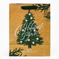 Пакет подарочный новогодний крафтовый вертикальный &laquo;Winter&raquo;, MS 18 х 23 х 10 см, Новый год