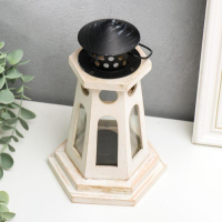 Подсвечник дерево на 1 свечу "Фонарь-маяк" белый 22х13,8х12,8 см Подсвечник дерево на 1 свечу "Фонарь-маяк" белый 22х13,8х12,8 см