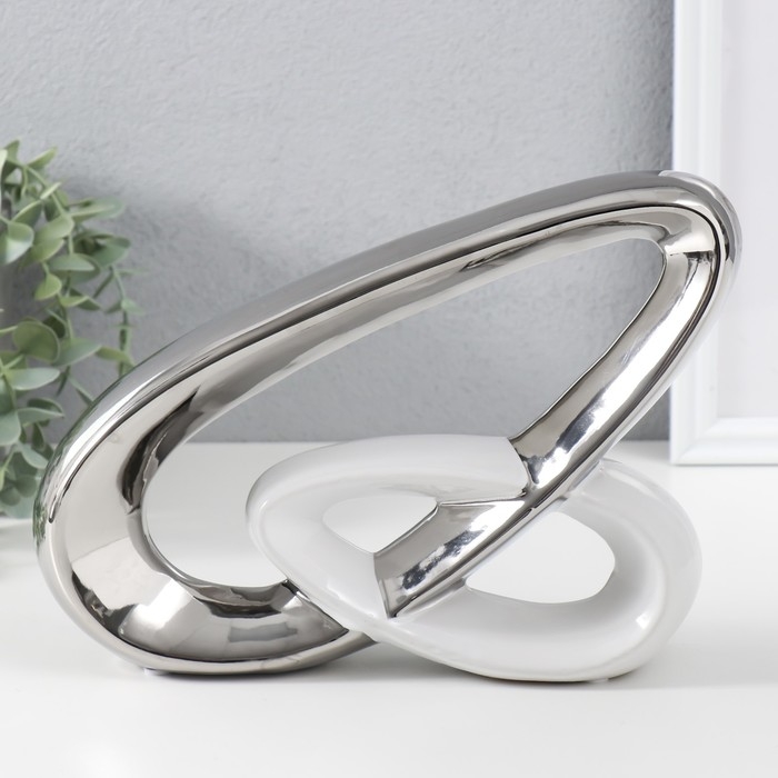 Сувенир керамика "Абстракция. Цепь" серебро с белым 26,5х5,5х19,5 см