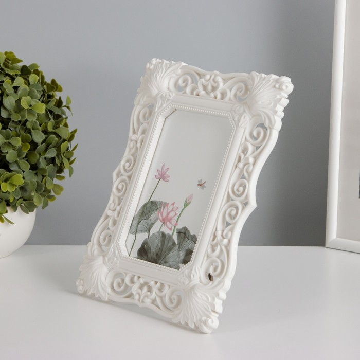 Фоторамка пластик 10х15 см "Рококо" белая 22,5х17,8 см