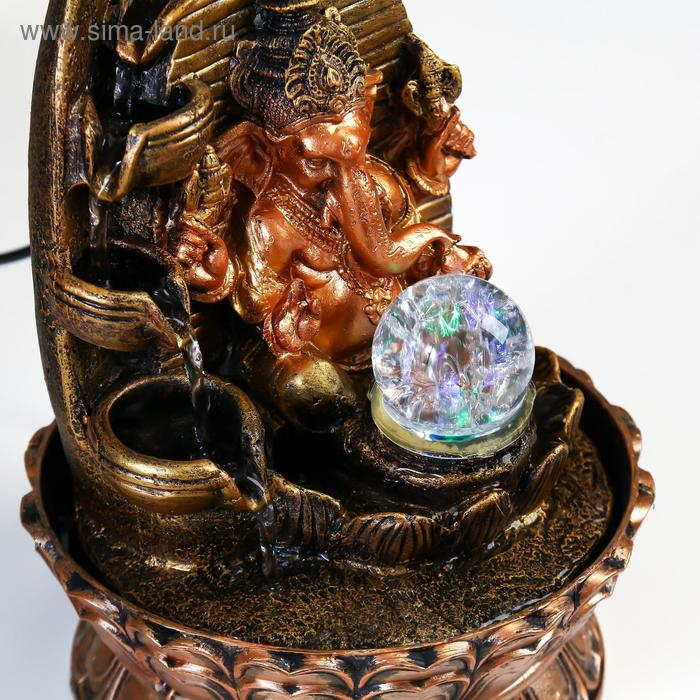 Фонтан настольный от сети, подсветка Фонтан настольный от сети, подсветка "Ганеша у скалы с водопадом" 28х20х20 см