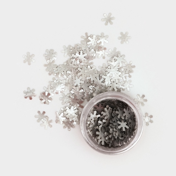 Глиттер пищевой фигурный снежинки серебрянные