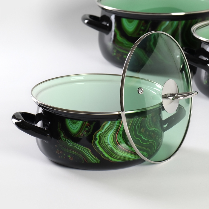 Набор кастрюль &laquo;Талисман&raquo;, 3 предмета: 2 л, 3 л, 4 л, стеклянные крышки, индукция