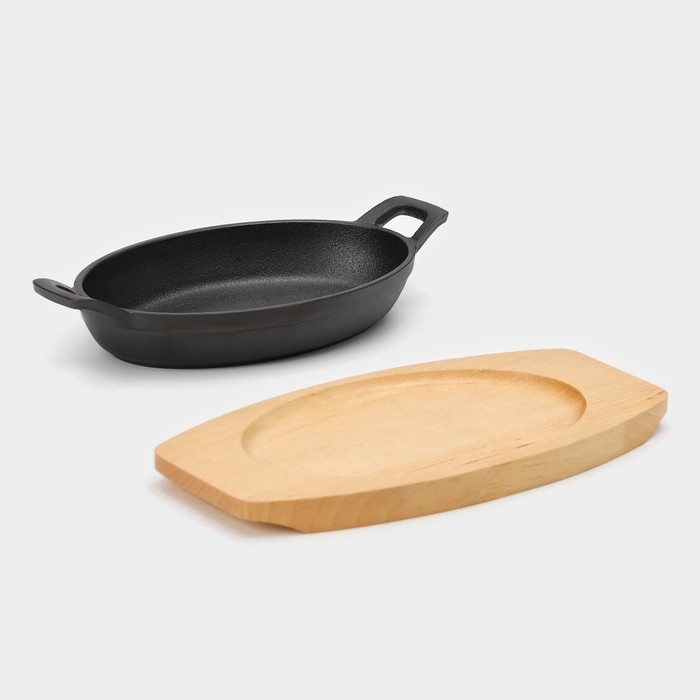 Сковорода чугунная Magma &laquo;Далат&raquo;, 18&times;12&times;3 см, индукция, цвет чёрный