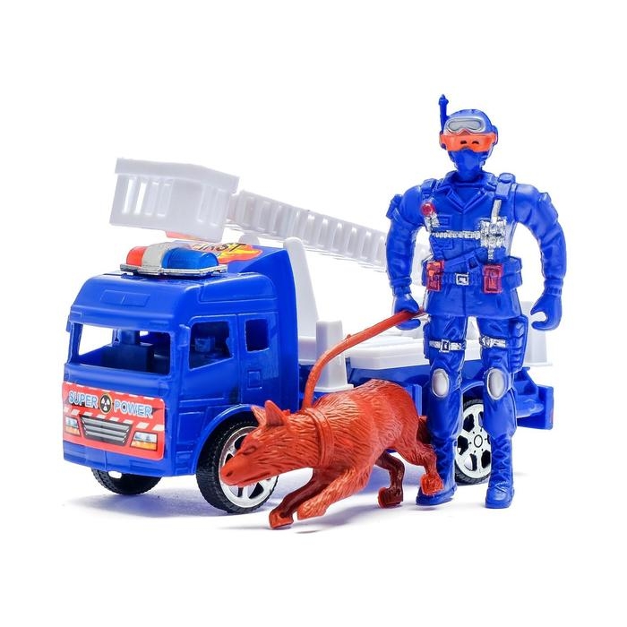 Машина инерционная &laquo;Пожарная&raquo;, с пожарным и собакой, МИКС