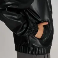 Бомбер из искусственной кожи Univer, черный, размер M/L Бомбер из искусственной кожи Univer, черный, размер M/L