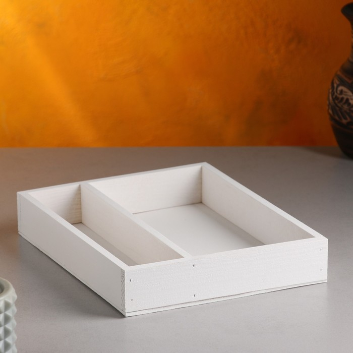 Кашпо деревянное 25.5&times;20&times;4.5 см "Макарунас", белый Дарим Красиво