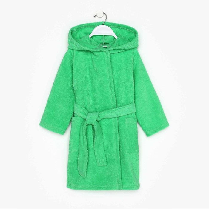 Халат махровый детский, размер 30, цвет зелёный, 320 г/м2 хлопок 100% с AIRO