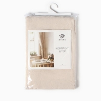 Шторы для кухни Этель ECO, цвет молочный, 130 +/-6 х180 см - 2 шт, подхваты - 2 шт, 70% хл, 30% лён