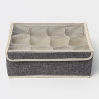 Органайзер для хранения белья Доляна «Тео», 12 ячеек, с прозрачной крышкой, 32×23×12 см, цвет серый Органайзер для хранения белья Доляна «Тео», 12 ячеек, с прозрачной крышкой, 32×23×12 см, цвет серый