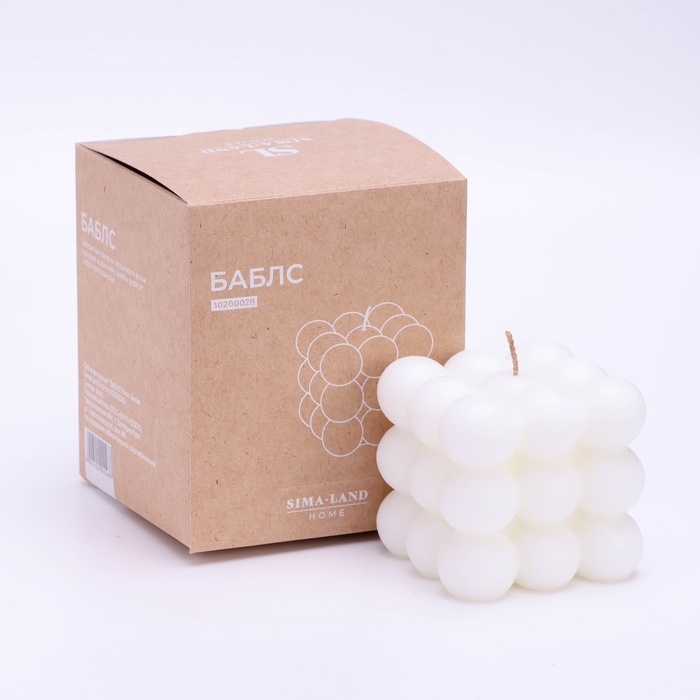Свеча фигурная Свеча фигурная "Бабл куб", 6 см, белая Sima HOME