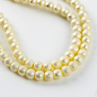 Бусины из стекла, набор 140 шт., размер 1 шт. &mdash; 6 мм, цвет белое золото