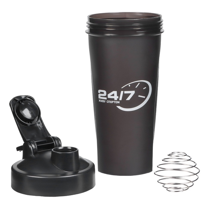 Шейкер, серия: CrossFit Max, Шейкер, серия: CrossFit Max, "Мастер К. Живу спортом 24/7", 600 мл, 9 х 21.5 см, черный
