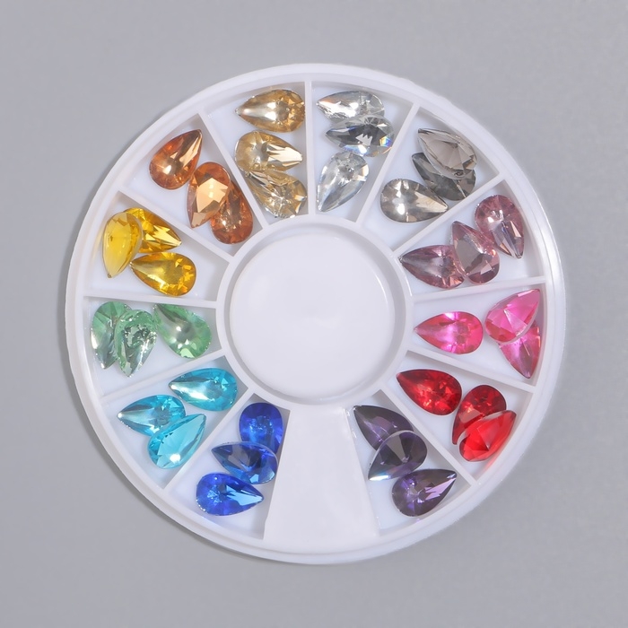 Фигурки для дизайна ногтей &laquo;Капля&raquo;, объёмные, 12 ячеек, разноцветные