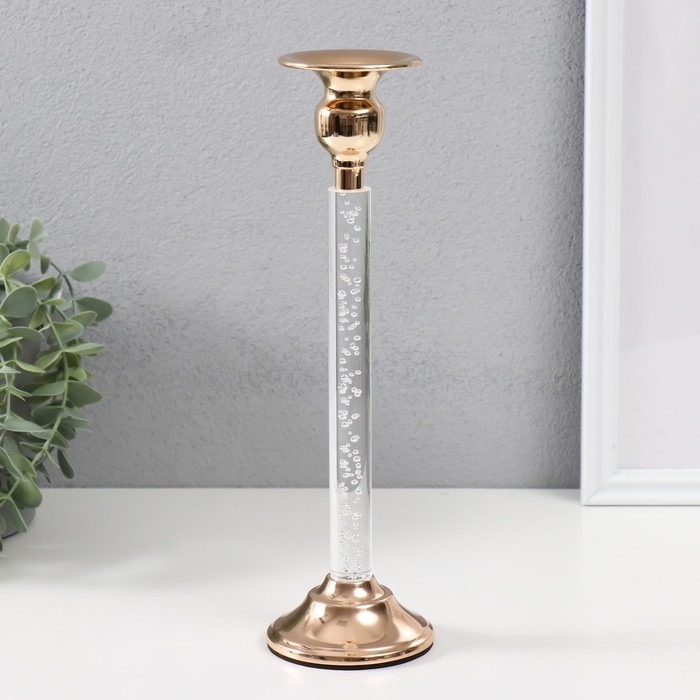 Подсвечник металл, акрил на 1 свечу Подсвечник металл, акрил на 1 свечу "Аква" d=2-6 см золото 8х8х27 см