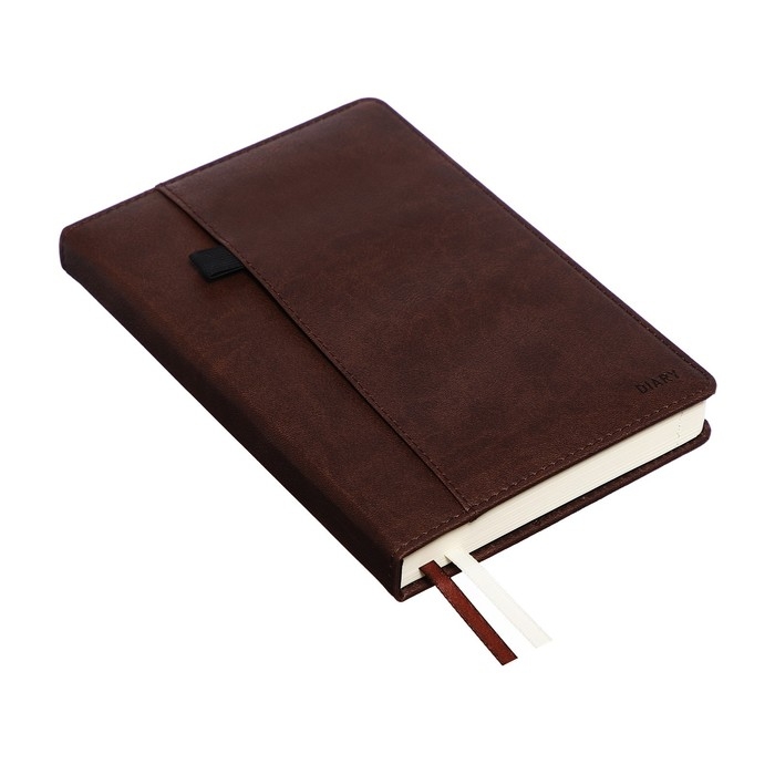 Ежедневник недатированный A5, 160 листов, deVENTE.Klint, твёрдая обложка из искусственной кожи с поролоном, кремовый блок 70 г/м2, коричневый