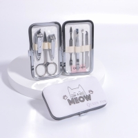 Набор маникюрный &laquo;Meow&raquo;, 7 предметов, цвет белый