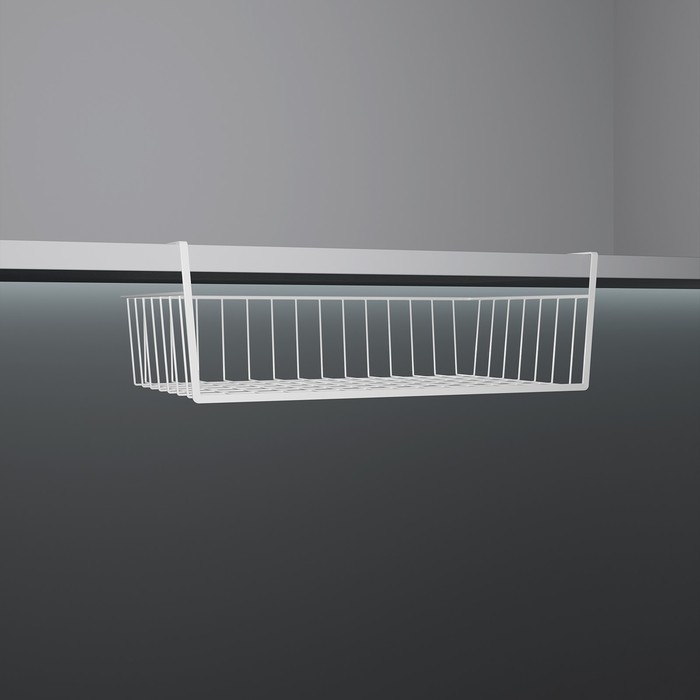 Корзина сетчатая навесная на полку Доляна, 40&times;25,5&times;14 см, цвет белый