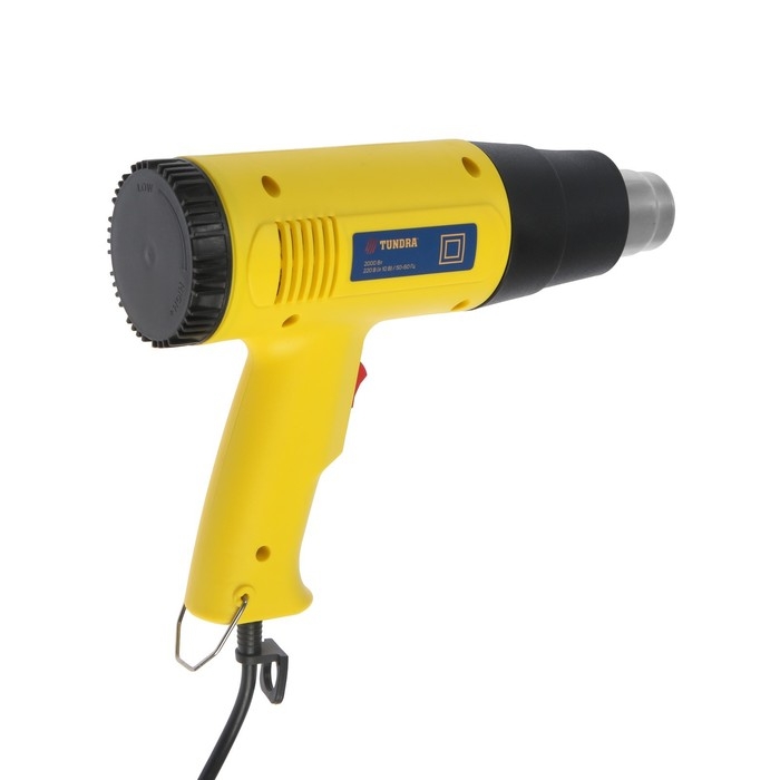 Строительный фен ТУНДРА, 2000 Вт, 250-500 л/мин, плавная регулировка температуры 60-600°С Строительный фен ТУНДРА, 2000 Вт, 250-500 л/мин, плавная регулировка температуры 60-600°С