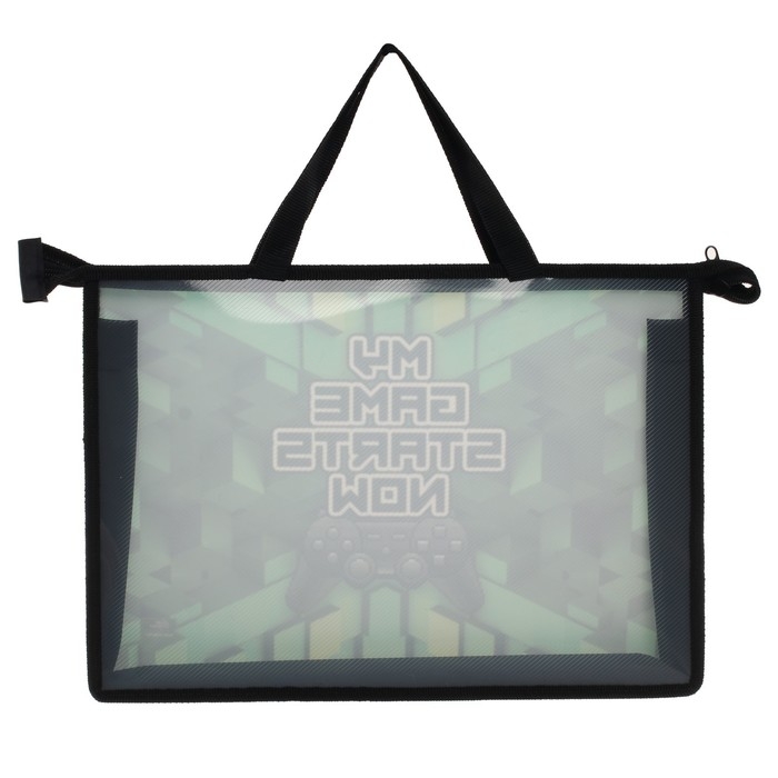 Папка с ручками А4, 335 х 235 х 55 мм, пластиковая, ручки-тесьма, Calligrata "Пиксели"