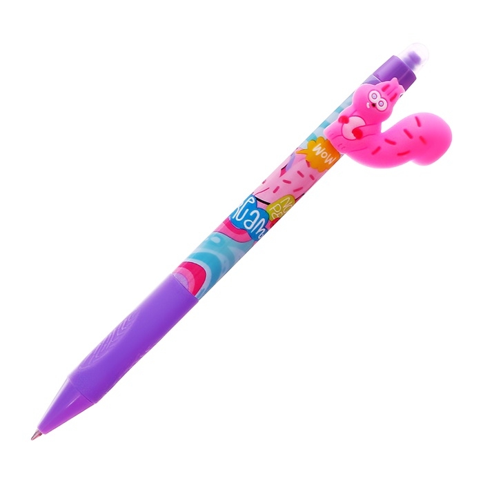 Ручка гелевая СТИРАЕМЫЕ ЧЕРНИЛА, стержень синий, 0.5 мм, автомат, корпус Зверушки МИКС