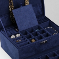 Подставка для украшений «Шкатулка» 2-х уровневая, флок, 24,5×17×12 см, цвет синий Подставка для украшений «Шкатулка» 2-х уровневая, флок, 24,5×17×12 см, цвет синий