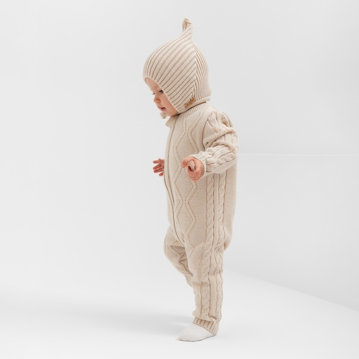 Комбинезон вязаный детский MINAKU, цвет бежевый, рост 62-68 см