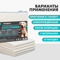 Пелёнки одноразовые с суперабсорбентом для животных, 60 х 60 см, 30 шт Пелёнки одноразовые с суперабсорбентом для животных, 60 х 60 см, 30 шт