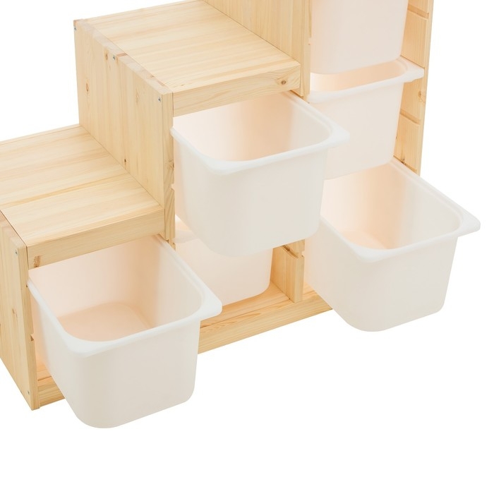 Стеллаж лесенка TROFAST-2, с контейнерами, Массив сосны