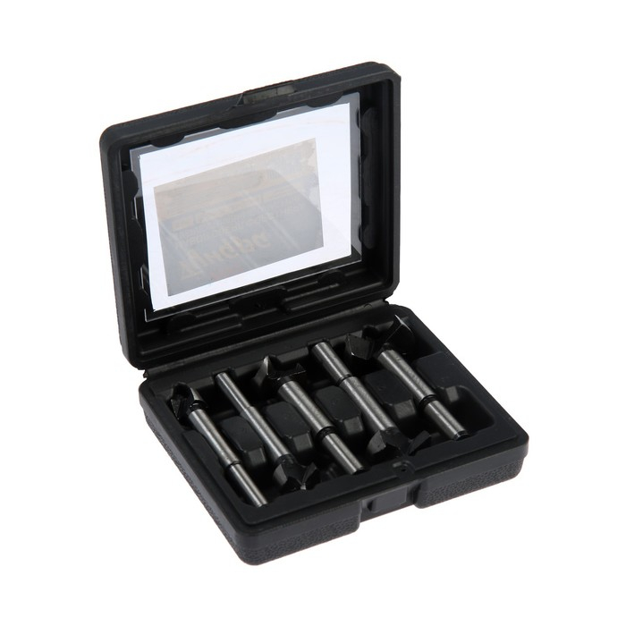 Набор сверл Форстнера ТУНДРА, твердосплавные пластины, цилиндр. хвост., 15-20-25-30-35 мм Набор сверл Форстнера ТУНДРА, твердосплавные пластины, цилиндр. хвост., 15-20-25-30-35 мм