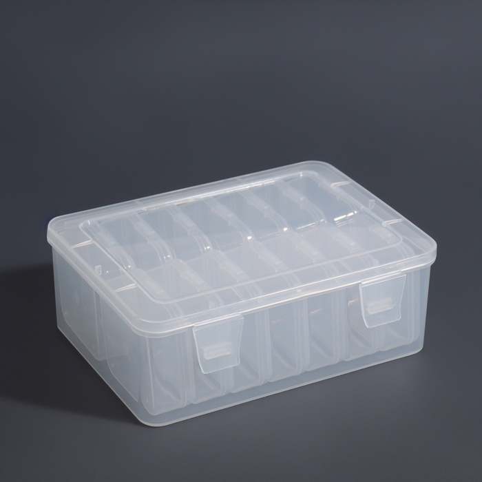 Органайзер для декора, 14 блоков, 16,5 × 12,7 × 6/5,4 × 5,4 × 2 см, цвет прозрачный Органайзер для декора, 14 блоков, 16,5 × 12,7 × 6/5,4 × 5,4 × 2 см, цвет прозрачный