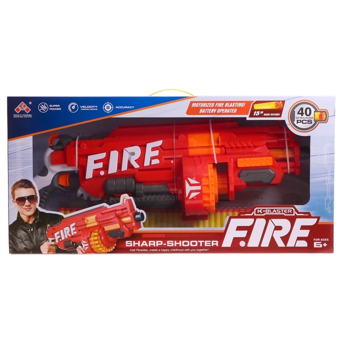 Бластер &laquo;Огненный&raquo;, стреляет мягкими пулями, работает на батарейках