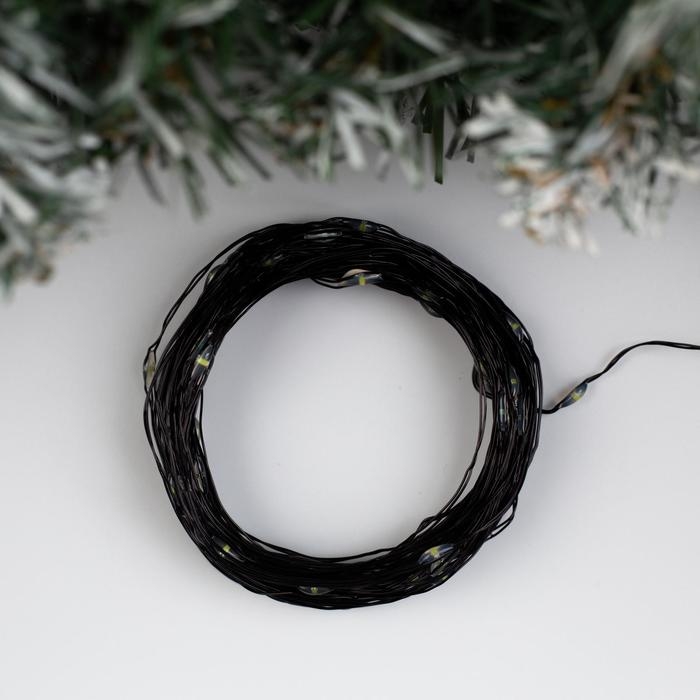 Гирлянда &laquo;Нить&raquo; 10 м роса, IP20, чёрная нить, 100 LED, свечение белое, 12 В