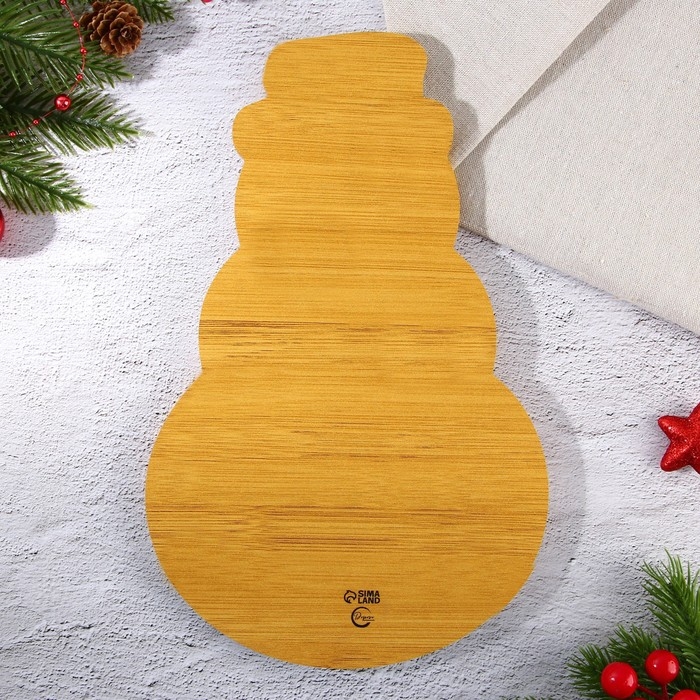 Новый год. Менажница деревянная &laquo;Снеговик&raquo;, 28.8 х 18.4 см