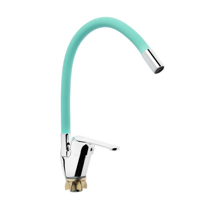 Смеситель для кухни Accoona A4844K, однорычажный, силиконовый излив, силумин, зеленый/хром Смеситель для кухни Accoona A4844K, однорычажный, силиконовый излив, силумин, зеленый/хром