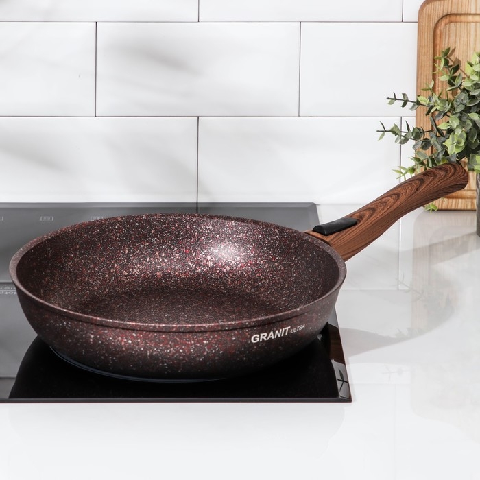 Сковорода Granit ultra, d=28 cм, съёмная ручка, антипригарное покрытие, цвет коричневый Сковорода Granit ultra, d=28 cм, съёмная ручка, антипригарное покрытие, цвет коричневый
