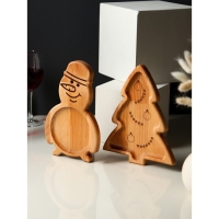 Подарочный набор посуды Adelica &laquo;С Новым годом&raquo;, менажницы деревянные: снеговик 25&times;14 см, ёлка 25&times;20,5 см, магнит, в подарочной коробке