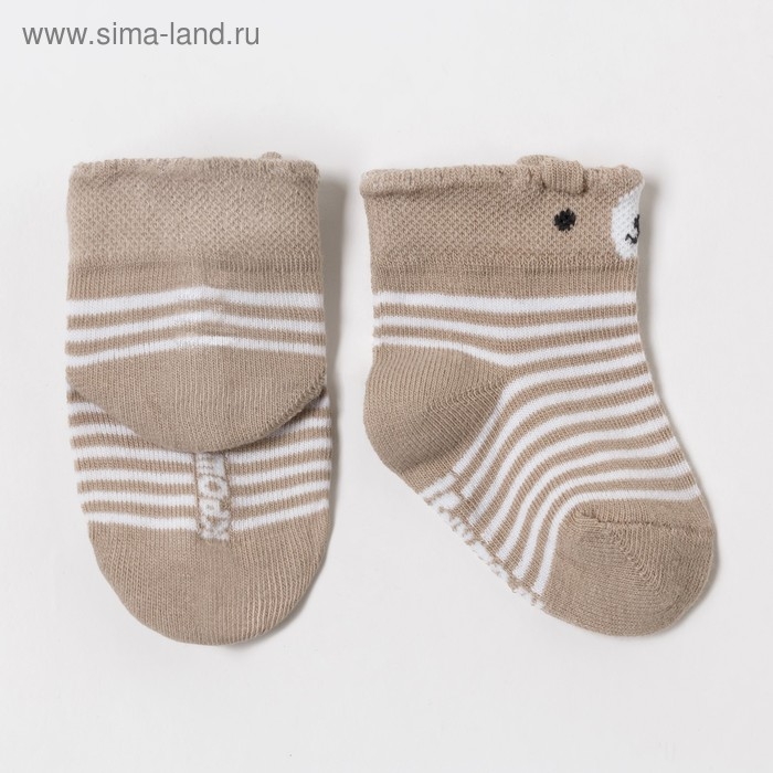 Носки Крошка Я &laquo;Мишка&raquo;, цвет бежевый, 6-8 см