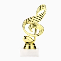 Кубок &laquo;Скрипичный ключ&raquo;, наградная фигура, подставка камень белая, 14,5 х 5 х 5 см.