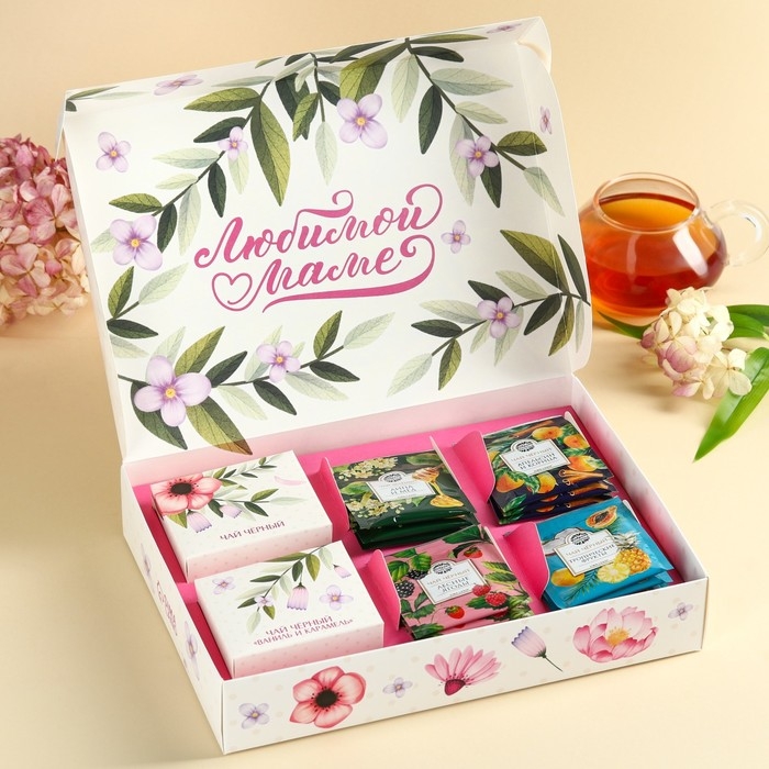 Набор с чаем &laquo;Любимой мамочке&raquo;, весовой чай 40 г (2 шт. х 20 г)., чай в пакетиках 21,6 (12 шт. х 1,8 г).