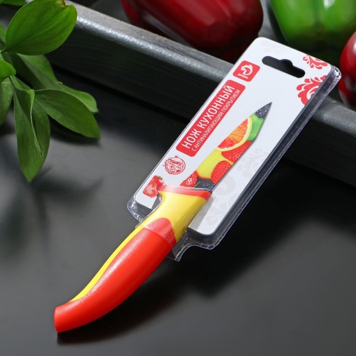 Нож кухонный с антиналипающим покрытием Доляна &laquo;Фрукты&raquo;, лезвие 8 см