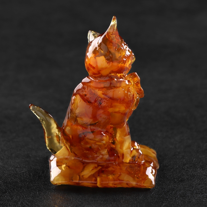 Сувенир "Кот с бантом", янтарь