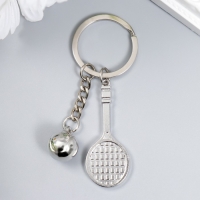 Брелок металл "Игра в теннис - ракетка и мяч" серебро 7х2,5 см Брелок металл "Игра в теннис - ракетка и мяч" серебро 7х2,5 см