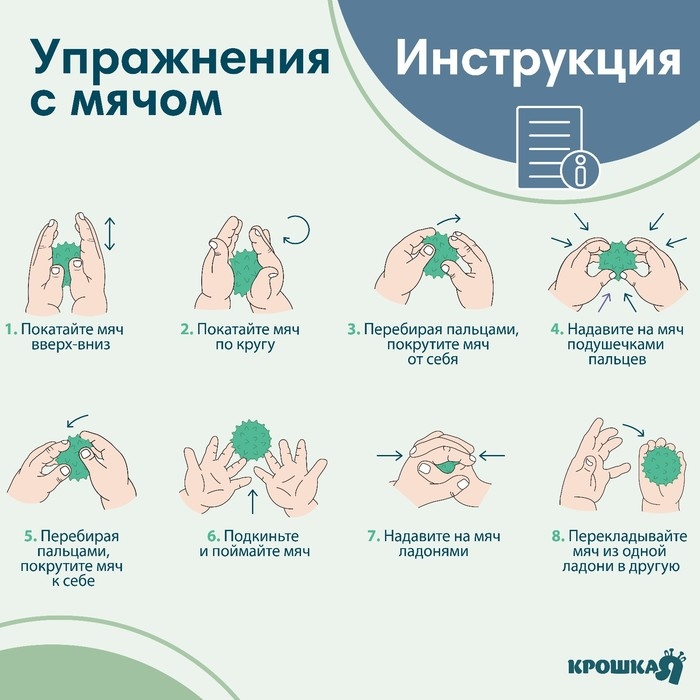 Мяч массажный &oslash;7 см, цвет зеленый, Крошка Я